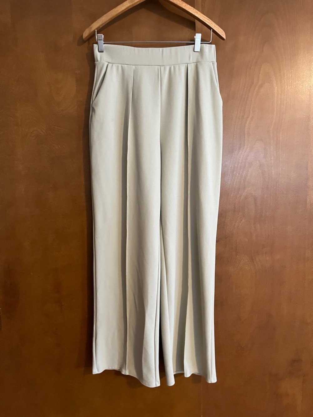 H&M Wide-Leg Pleated Pants in Cream